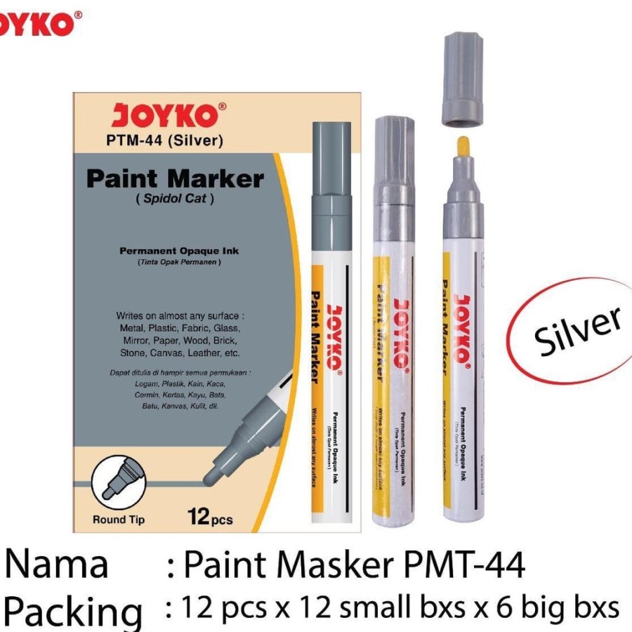 Spidol paint marker permanent silver abu JOYKO PTM-44