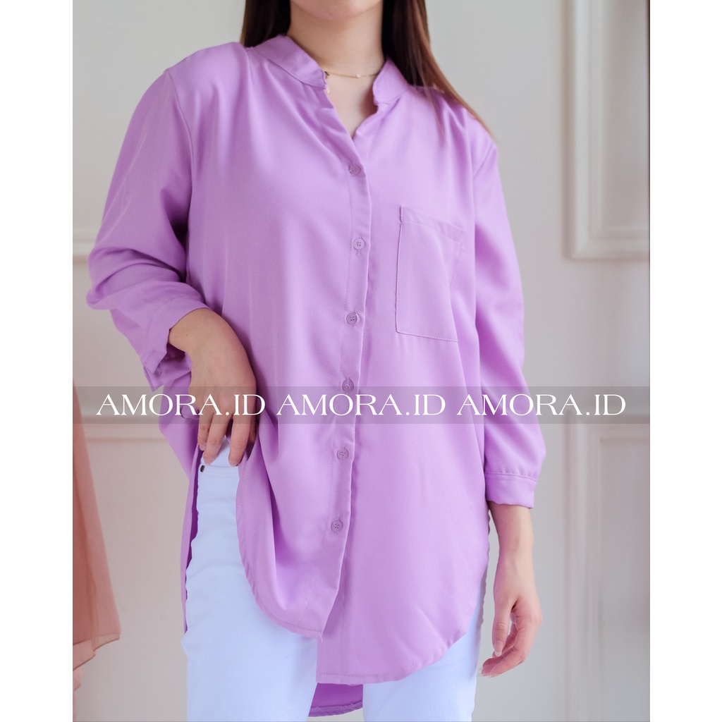 AMORA Blouse - Kemeja Wanita Polos Basic Casual