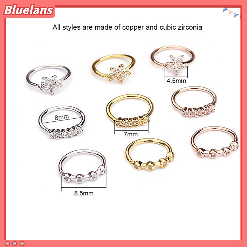 1 Pc Anting Tindik Hidung Bentuk Bunga Bahan Cubic Zirconia Untuk Wanita