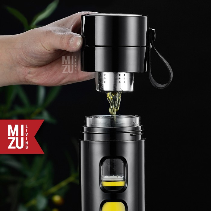 RYOKU-CHA Glass Water Bottle Botol Air Minum Kaca Tumbler 600ml Saringan Teh Infused Water BPA-Free-5