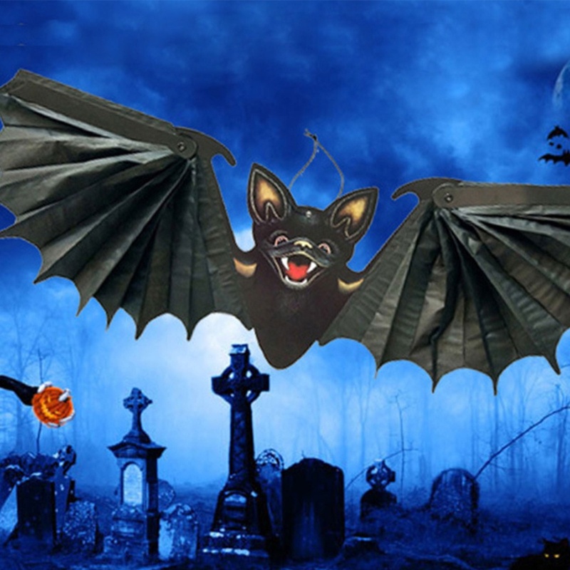 Zzz Hiasan Gantung Bentuk Kelelawar Bisa Dilipat Bahan Kertas Hitam Untuk Dekorasi Pesta Halloween