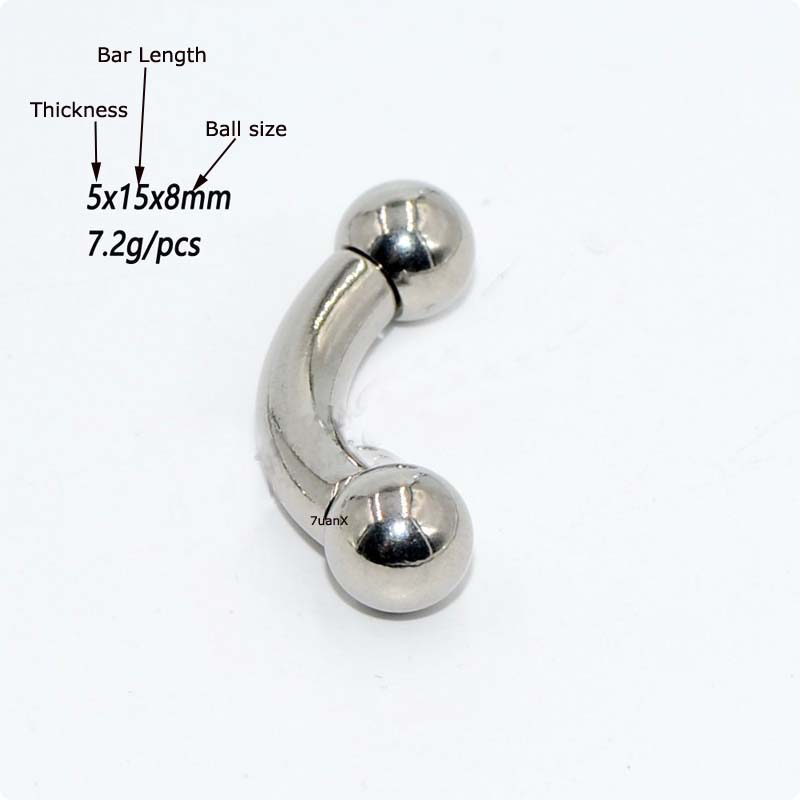 1pc Anting Tindik Telinga Bentuk Barbel Lengkung Bahan Stainless Steel Warna Silver