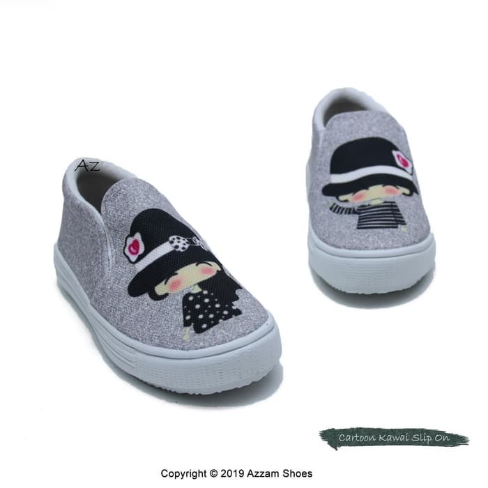 HD SEPATU WANITA SLIP ON KAWAI MIZZI MURAH - ABU