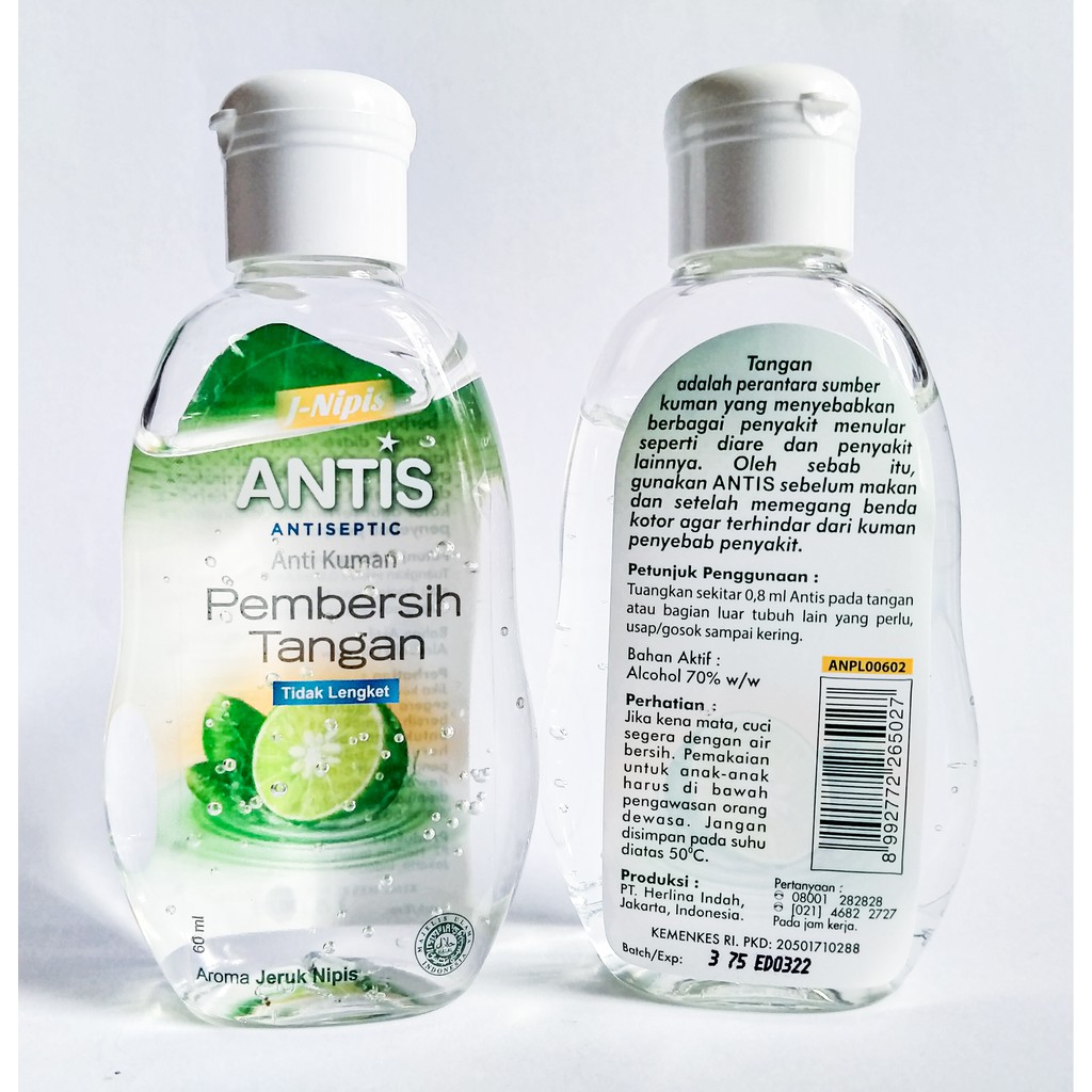 Antis Hand Sanitizer Antiseptic Gel Jeruk Nipis 60ml