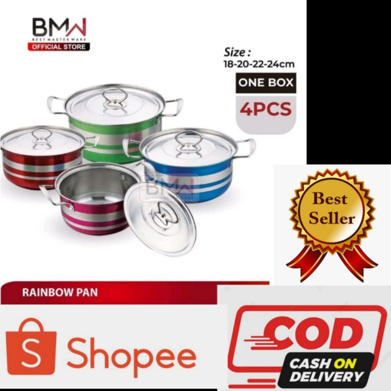Panci set BMW / BMW Kitchen Ware - 1 Set 4psc Stock Pot Steamer Panci KuKus Dandang