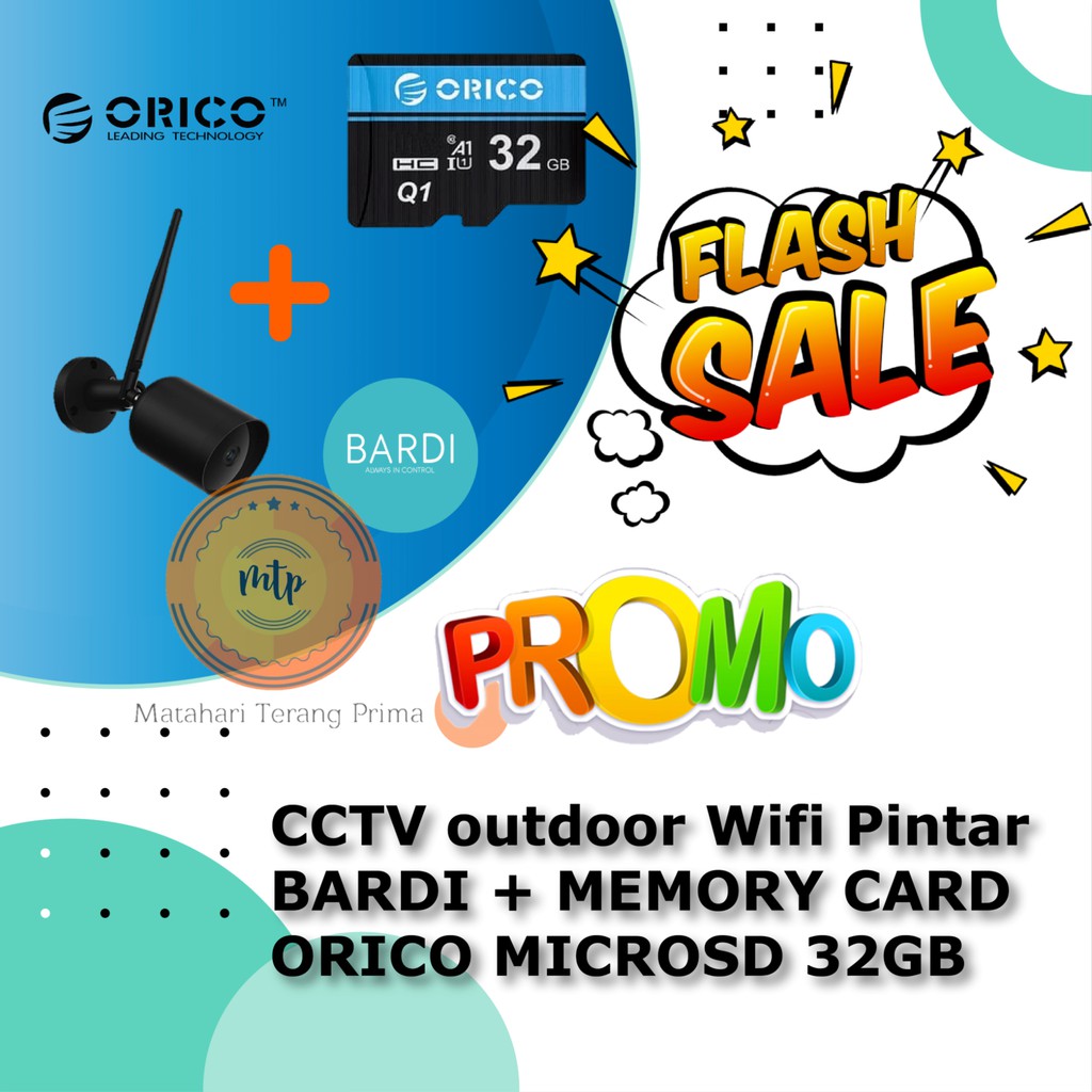 TERBARU CCTV outdoor Wifi Pintar BARDI + MEMORY CARD ORICO MICROSD 32GB HEMAT