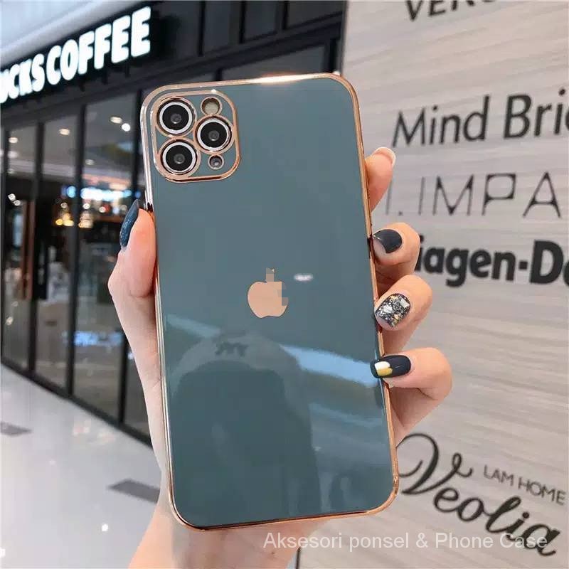 Plating TPU iPhone Case 12 Pro Max Case iPhone 11 Pro Max 7 8 Plus 8X XR X Max Warna Solid Case Full Cover TPU kasing