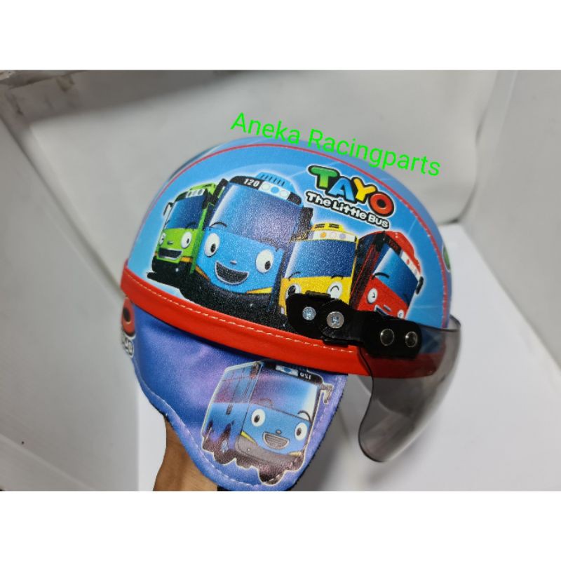 helm anak hey tayo bus kecil jagoan 2th 3th 4th all size bahan bagus jahitan rapi / helem anak2