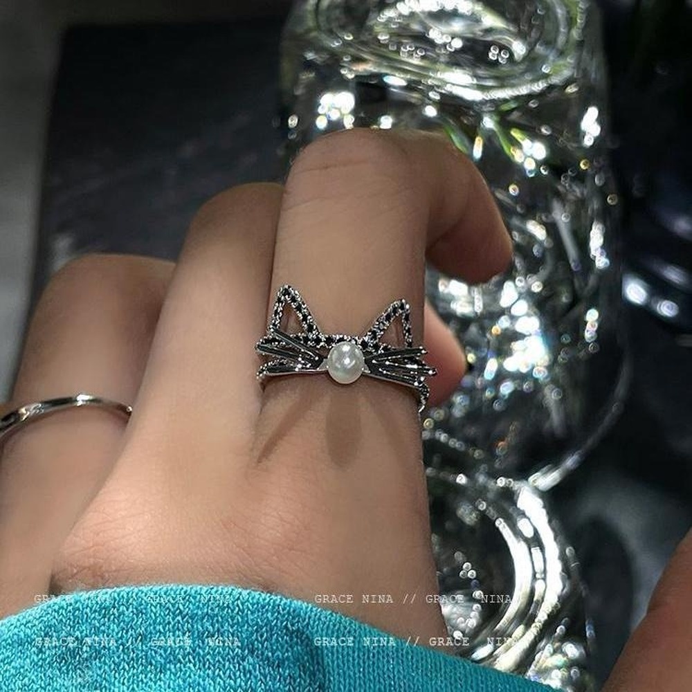 Cincin Model Terbuka Desain Kucing Lucu Gaya Simplemewah Untuk Wanita