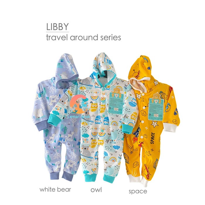 LIBBY Baju Kodok Panjang Topi Buka Kaki - Libby Jumper Bayi (0-3M)