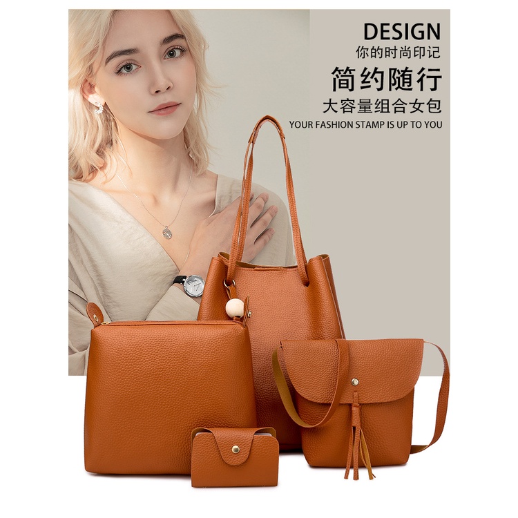 BJ81867 (4IN1) - BLACK/BROWN/GRAY/PINK/RED - TAS RANSEL SLEMPANG KULIT SINTETIS DOMPET KARTU FREE POUCH TAS SET WANITA FASHION IMPORT MODIS ELEGAN TERMURAH TERLARIS TERBARU BAGSTORE JAKARTA TAS BATAM GT1867