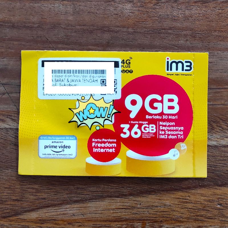 Kartu perdana im3 9gb ori jateng jabar