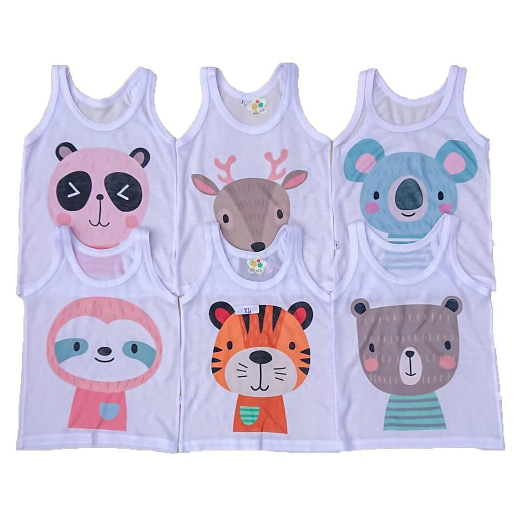 YB Singlet Anak Karakter Hewan (2-4 TAHUN) Underwear Anak Kaos Dalam Anak Kaos Dalam Bayi