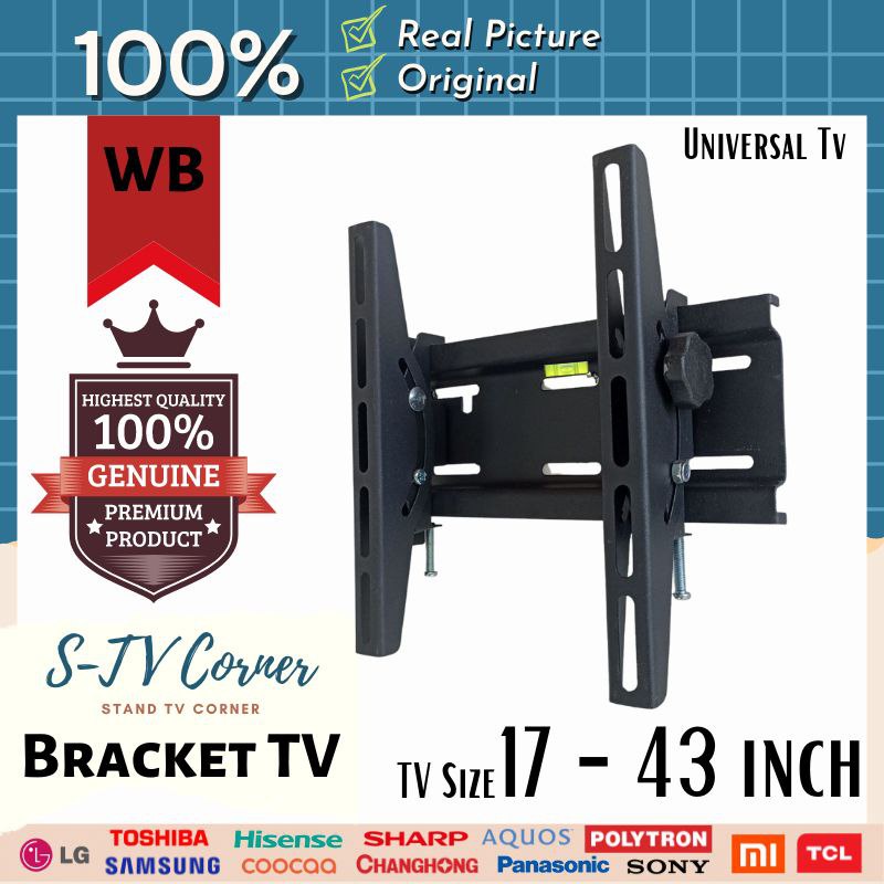 Bracket tv SUPER TEBAL LED LCD 43 42 40 32 24 21 17 14 10 inch Waterpass Up and down