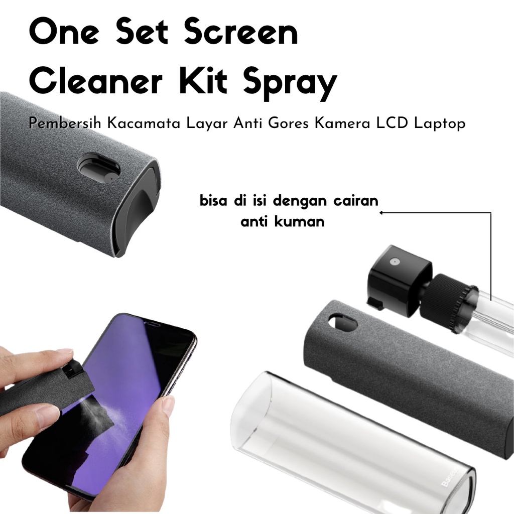 One Set Screen Cleaner Kit Spray Pembersih Kacamata Layar Anti Gores Kamera LCD Laptop