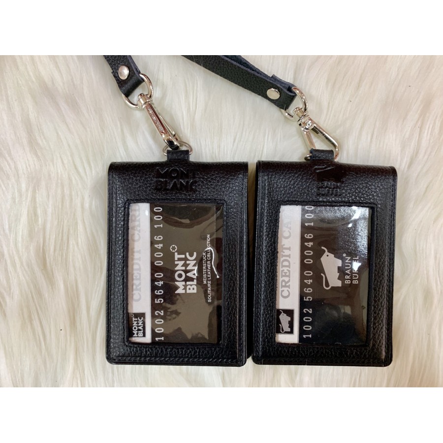 

[REAL PICTURE] Name Tag / ID Tag Card Full Leather MountBlanc Braunbuffel Premium Quality