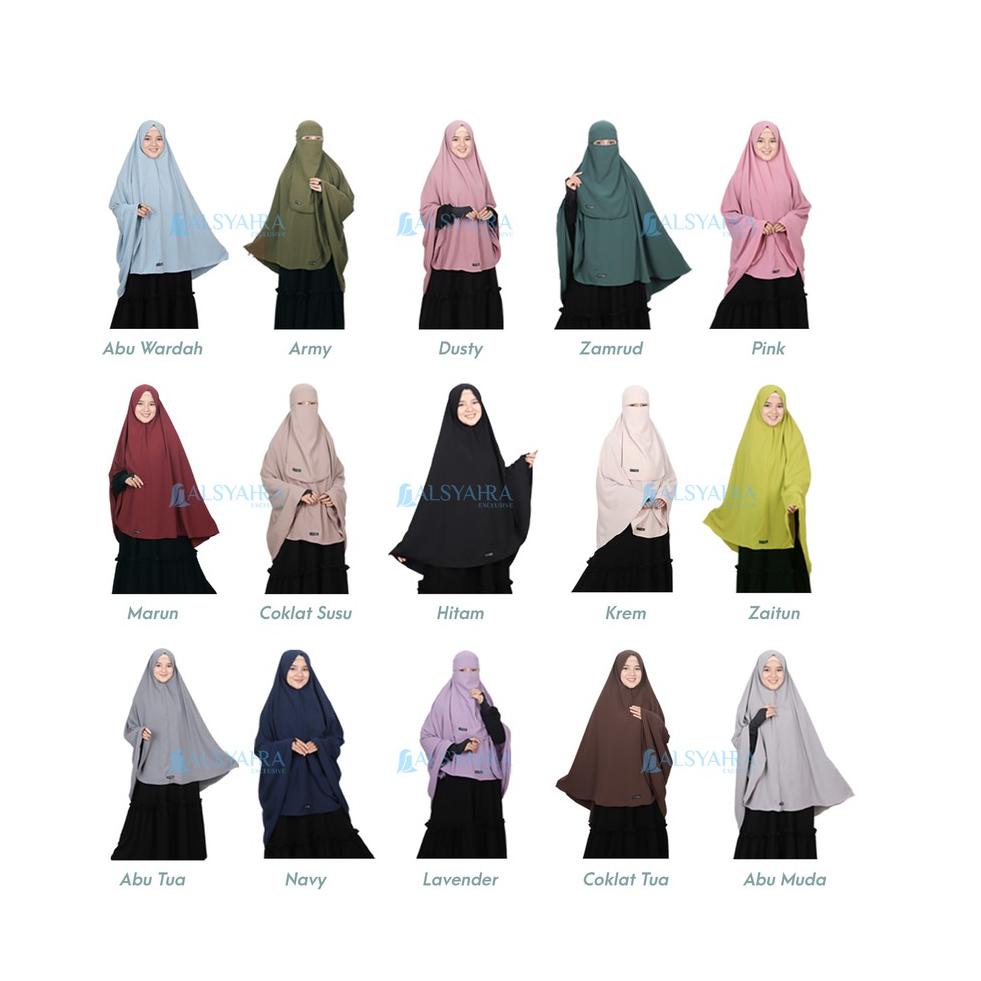 RAIH DISKONSet Jilbab Syari Long Khimar Non Pet L Niqab Bandana Luxury Wolfis Alsyahra Exclusive