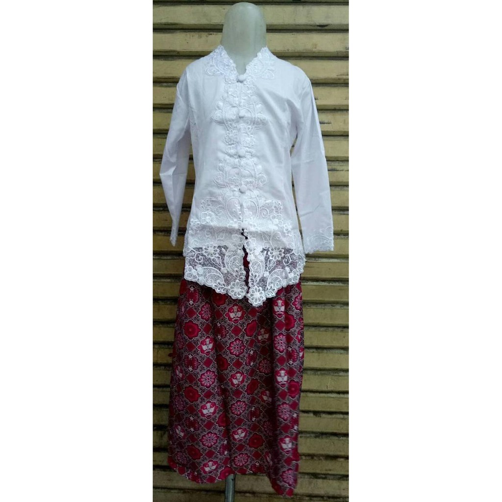 Promo Turun Harga Kebaya sekolah, Kebaya Bordir anak, Setelan Kebaya sekolah - 4-5 tahun, Putih