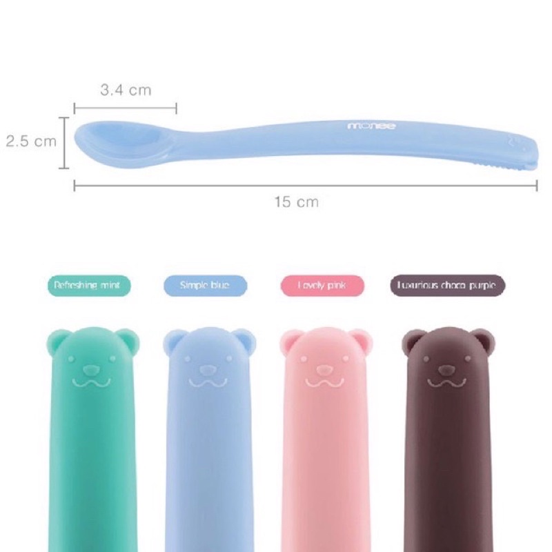 Monee Silicone Baby Spoon Sendok Silikon Bayi MPASI Empuk Teether Gigitan Bayi Ujung Bergerigi BPA FREE// Case Monee Sendok Silikon Bayi Traveling Penyimpanan Sendok Bayi