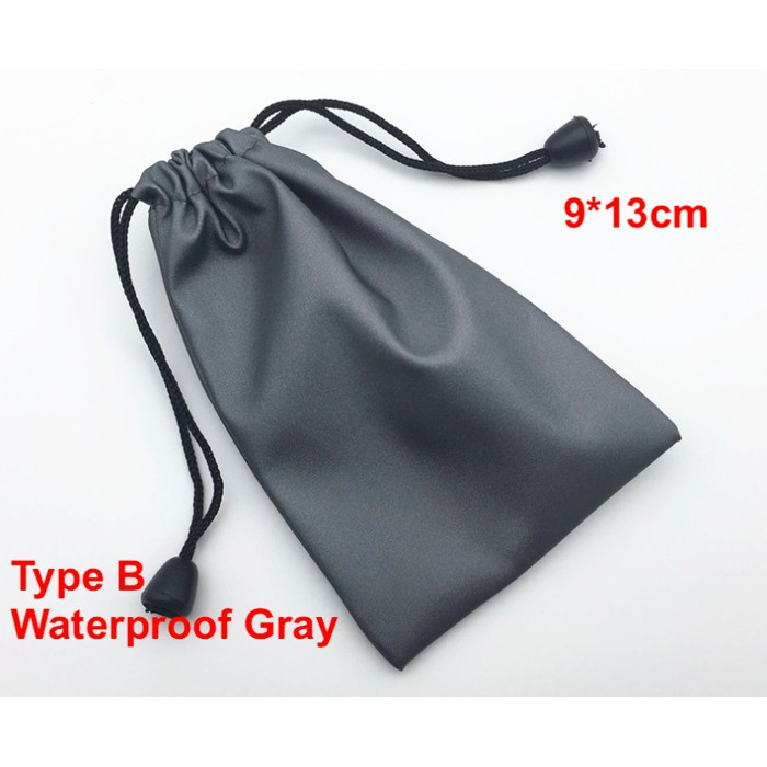 Earphone Pouch Tempat Dompet Black Kain Flanel and Waterproof Gray