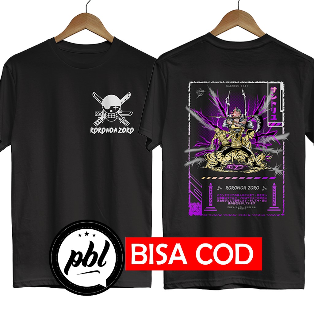 Kaos anime pria kaos one piece Kaizoku-gari no Zoro Back purple printed