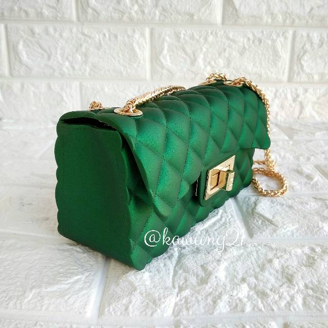 TW1826 Tas Selempang Jelly Impor Tali Rantai  Tas Cewe Kekinian