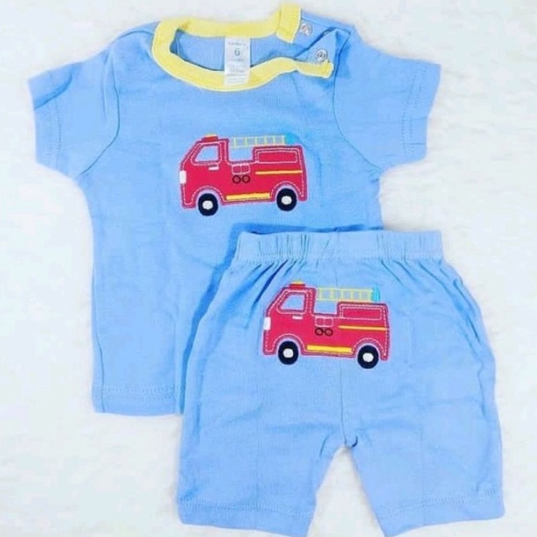 BLUEFLY SIZE 3- 24 M ISI 2 SET SETELAN BAJU BAYI TANGAN PENDEK + CELANA PENDEK/ 2 SET SETELAN BAJU BAYI TANGAN KUTUNG + CELANA PENDEK BLUEFLY SETELAN OBLONG SINGLET KUTUNG