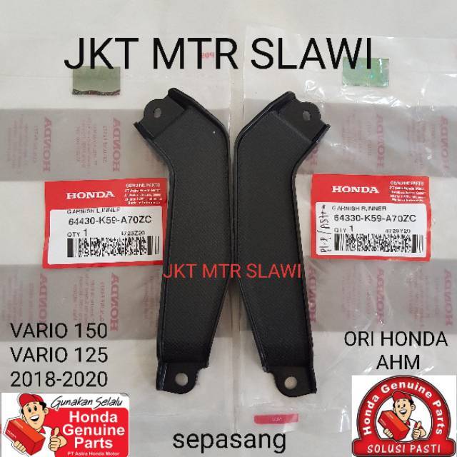 64430-K59-A70ZC(kiri),64330-K59-A70ZC(kanan)Cover garnish inner new vario 125 vario 150 tahun 2018 - 2019 ori Honda