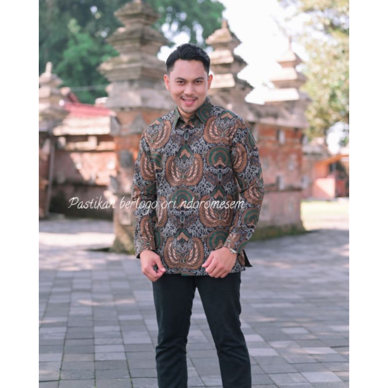 BATIK PREMIUM WARNA HIJAU TERBARU KEMEJA BATIK EKSKLUSIF GONDROWARU IJO KATUN HALUS FULL FURING