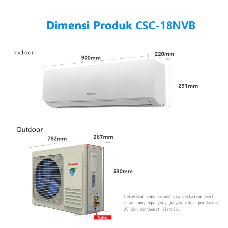 CHANGHONG CSC-18NVB4 / CSC 18NVB4 AC SPLIT 2PK  (UNIT ONLY)