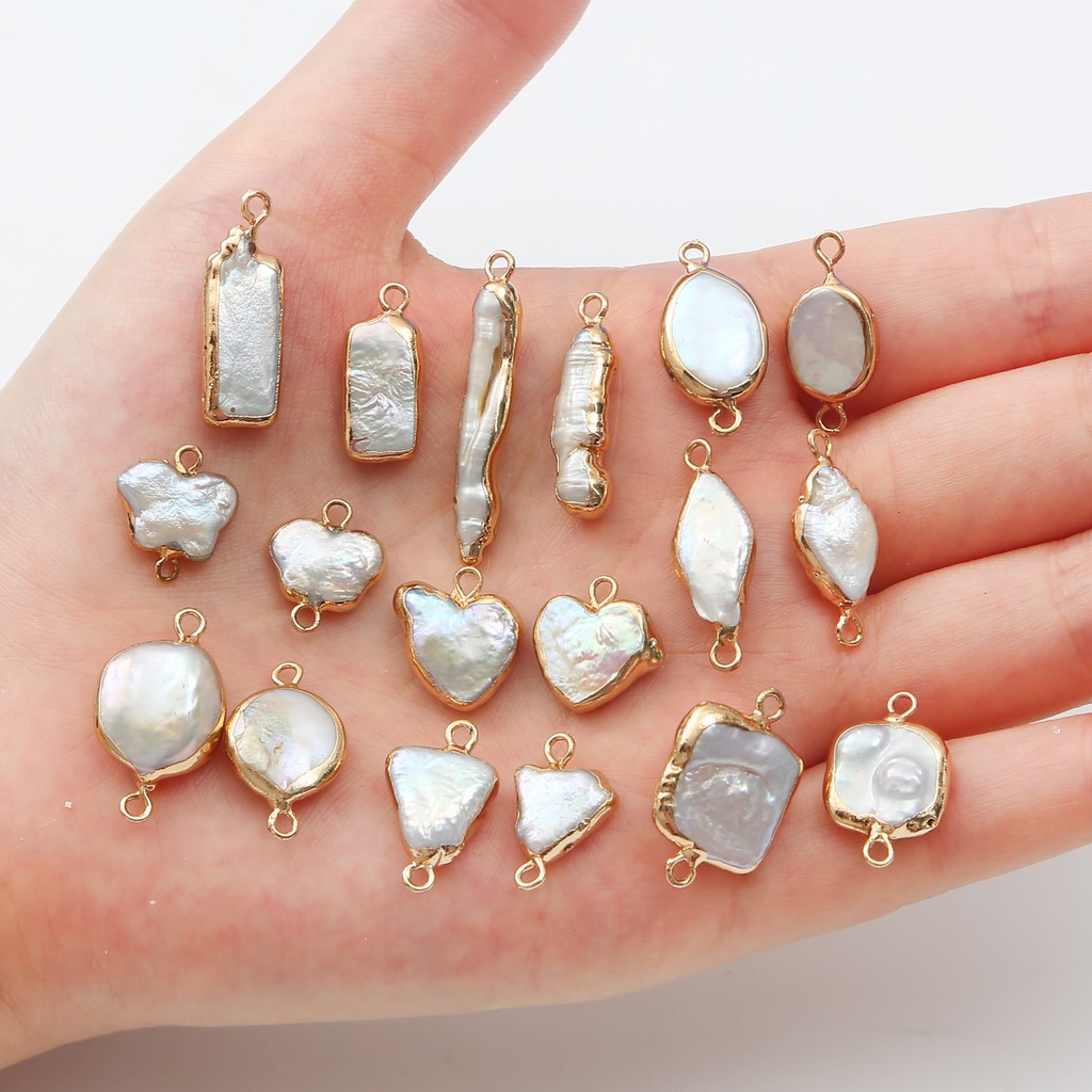 1pc Konektor Charms Mutiara Air Tawar Alami Untuk Membuat Perhiasan Gelang Kalung Anting
