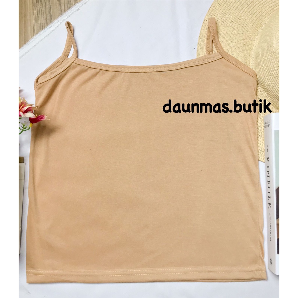 1KG MUAT 10PCS | TANKTOP TALI TANK TOP TALI KECIL SPANDEK RAYON SUPER ADEM-TANKTOP TALI CREAM