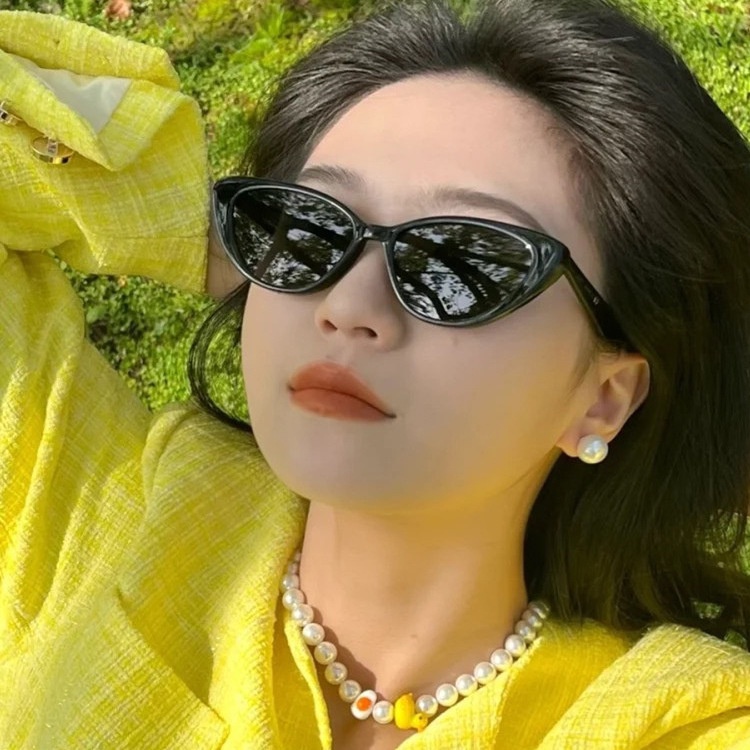 2022 Kacamata Hitam Wanita Model cat eye retro Eropa + Amerika frame Kecil