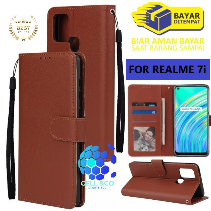 Flip cover REALME 7i Flip case buka tutup kesing hp casing flip case Premium leather wallet