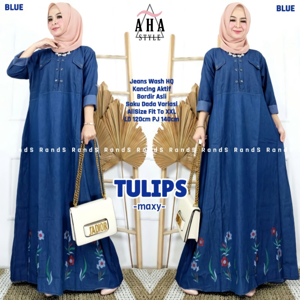 Jual Baju Gamis Dress Jeans Denim Jumbo Wanita Terbaru Busui Untuk Pesta Wedding Pengajian