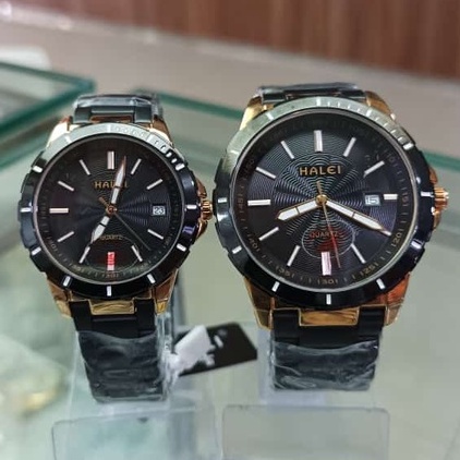 PROMO JAM TANGAN HALEI 8033M 8033L ORIGINAL Black Rosegold