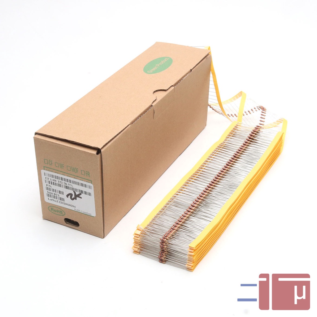 x10 Resistor 2K 1/4W Karbon 5% Taiwan Kaki Tembaga