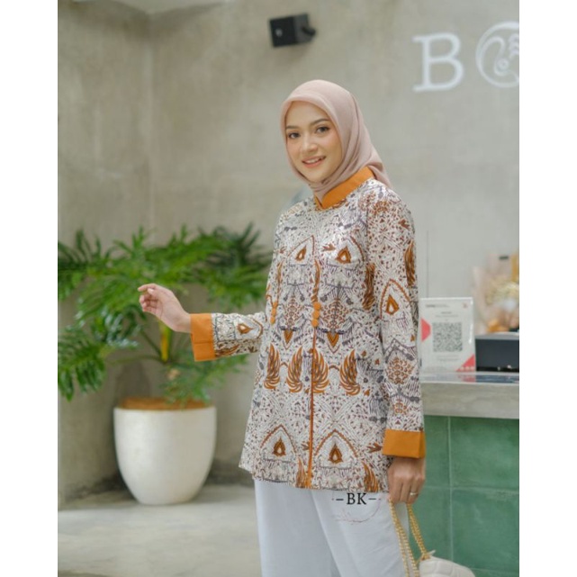 tey-17 Batik wanita ASJ SA HRB026 Kenongo Kemeja Tosca Pendek-2