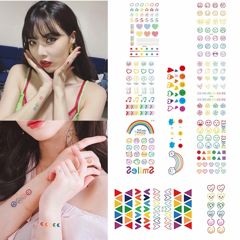 

[OCD]1 Pcs Tato temporer HyunA tahan lama 15 hari Stiker Tato Anti Air Wanita Korea Unisex Sekali Pakai Baru Stiker Tato Sederhana/tato bercahaya di malam hari
