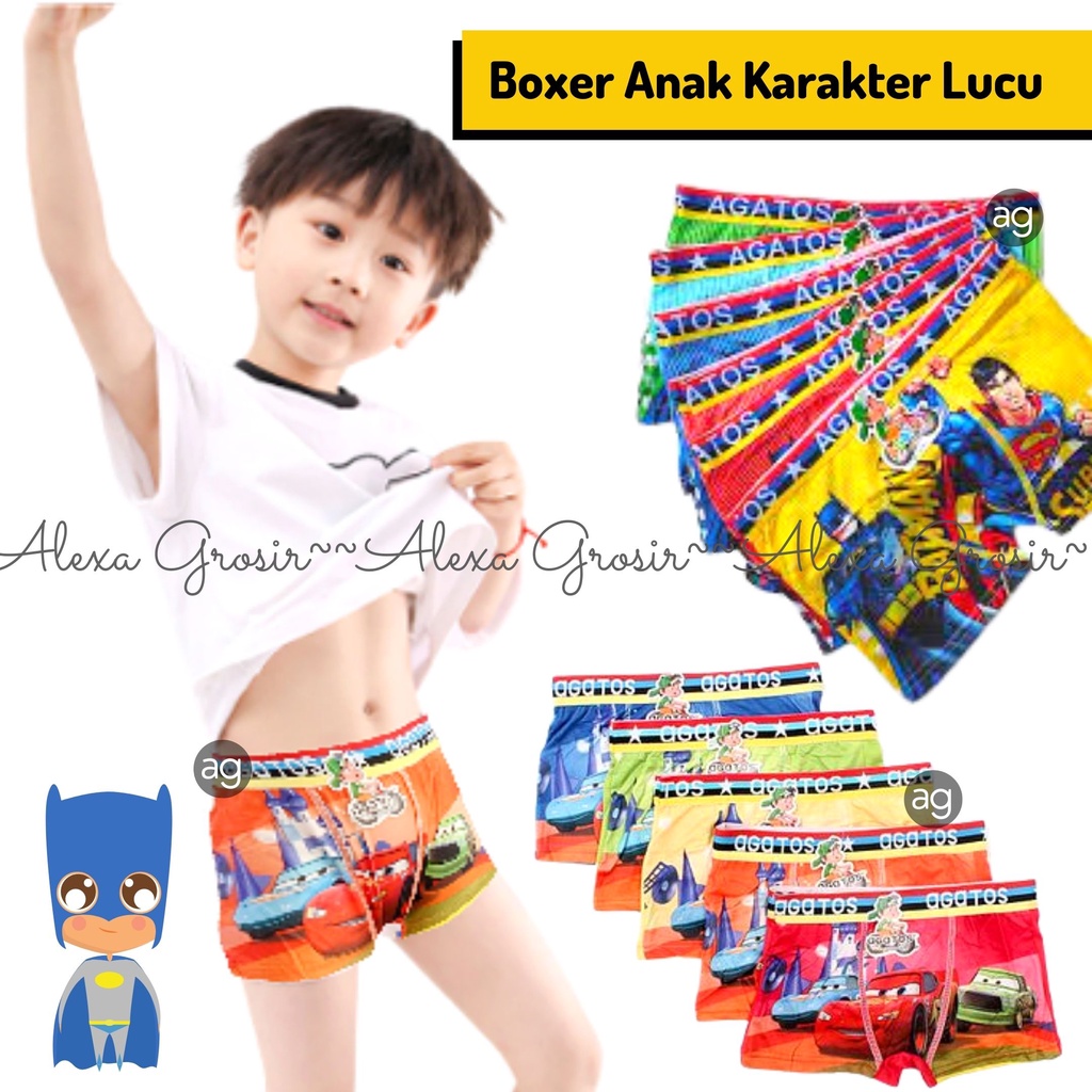 CELANA DALAM ANAK PRINTING Laki-Laki Fit to XL motif kartun boxer anak agatos