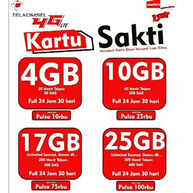 Kartu Telkomsel Combo Sakti 4GB 10rb