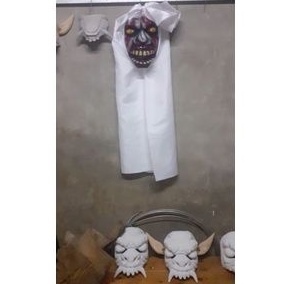 TOPENG POCONG KARAKTER BAHAN KAYU PULE UKURAN STANDAR DEWASA UNTUK PAGELARAN TERMURAH.