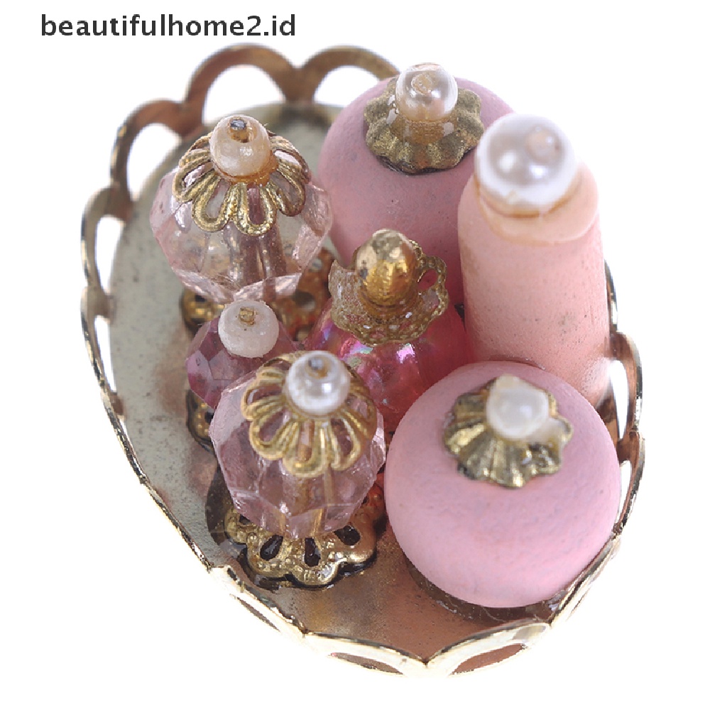 (beautifulhome2.id) Miniatur Parfum Warna Pink Untuk Dekorasi Kamar Tidur / Mandi Rumah Boneka 1: 12