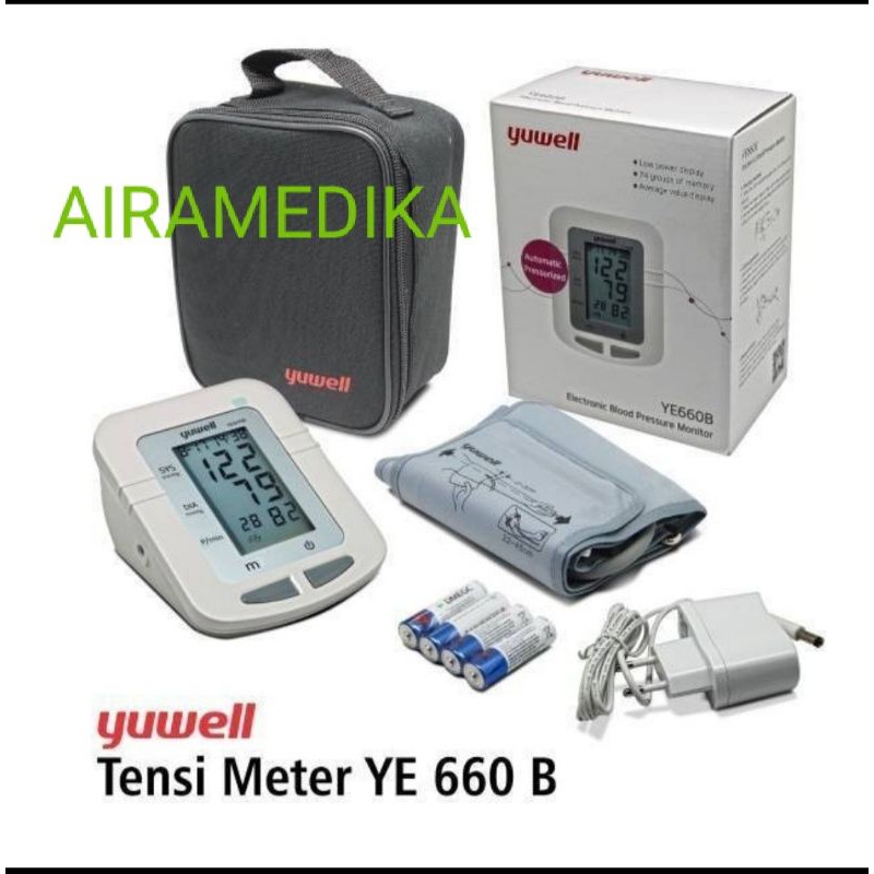 Original Tensimeter Digital Yuwell YE 660 B + Adaptor / Yuwell YE 660B Plus Adaptor Exp Baru