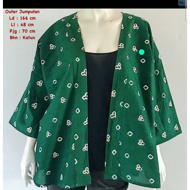 outer jumputan hijau merah ungu kuning solo