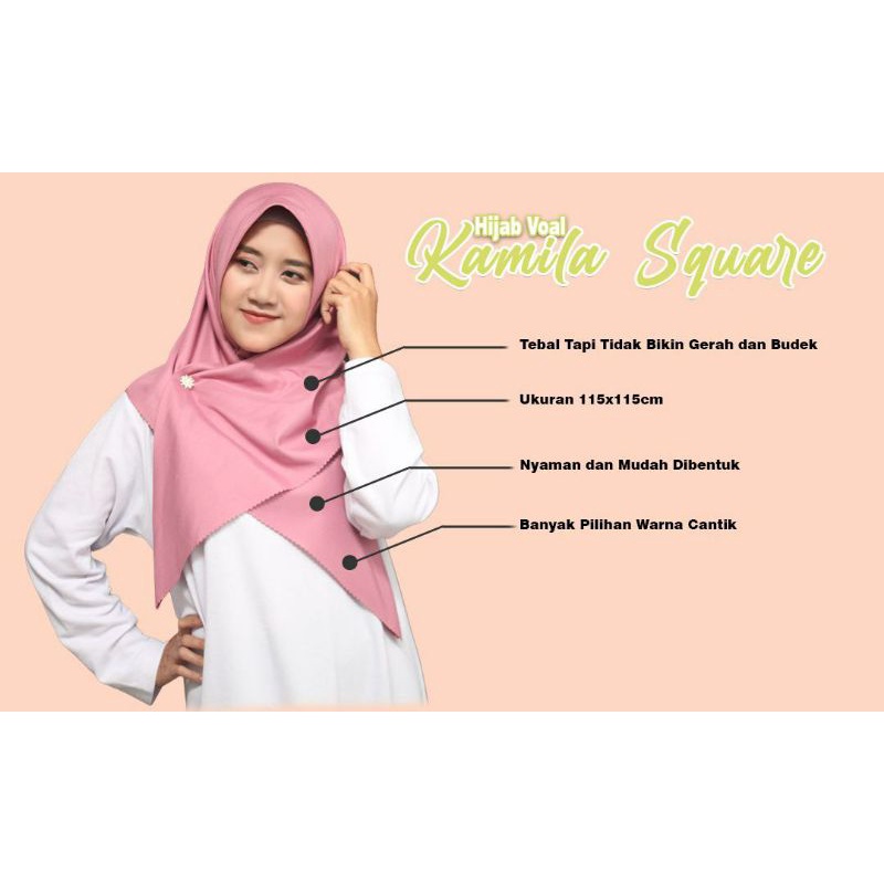 HIJAB SEGIEMPAT POLOS LASERCUT ORI A&H