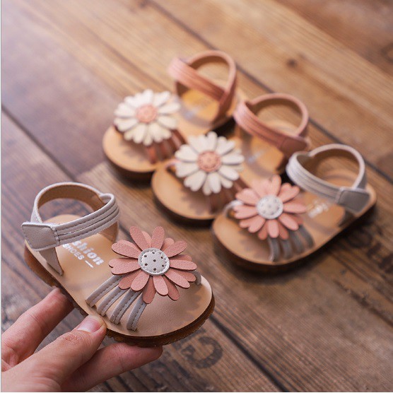 Mimicat - D02 Sepatu sandal bayi / sepatu sandal anak perempuan import motif bunga