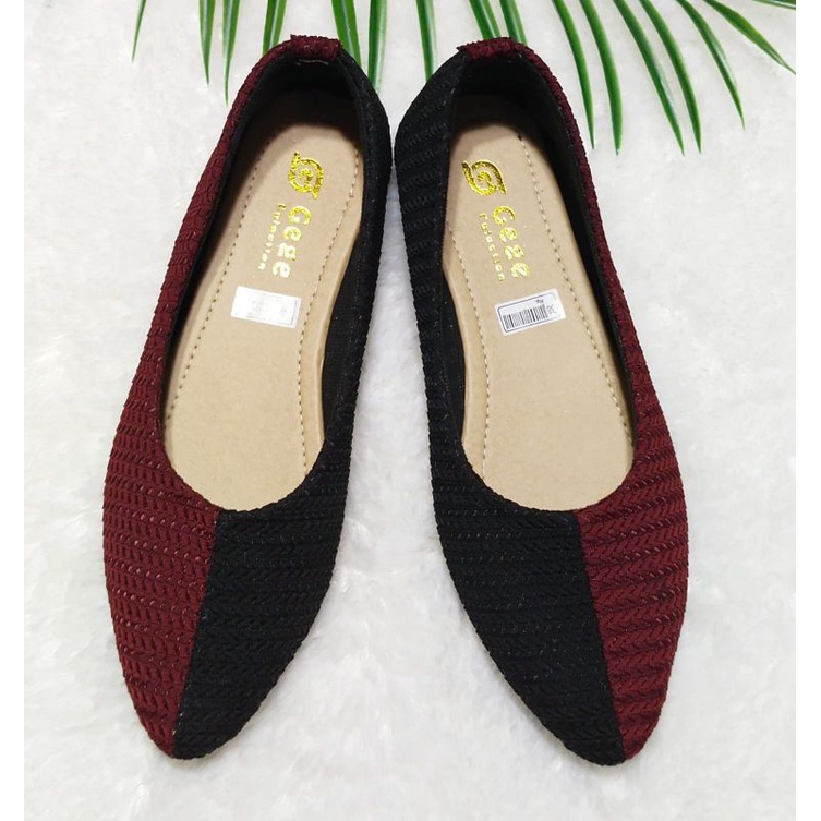 Sepatu flat dixsi belang alas Karet anti licin
