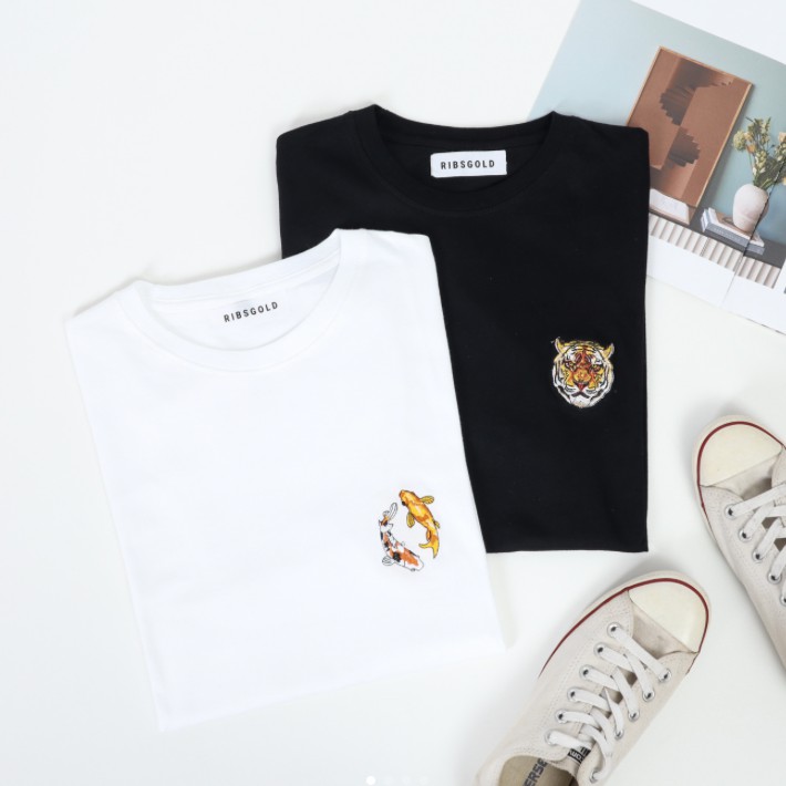 Kaos Ribsgold Pattern Bordir | Kaos logo macan dan koi