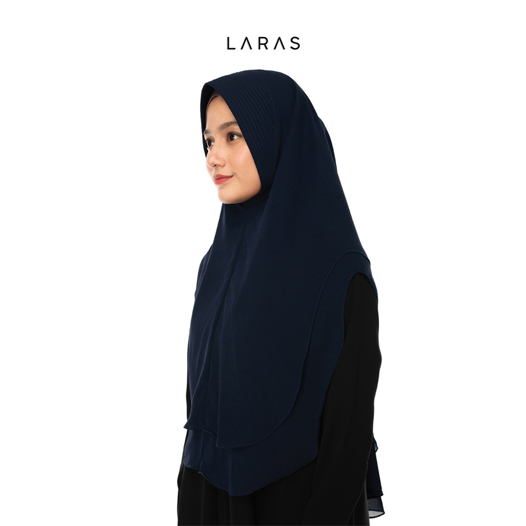 Kerudung Hijab Khimar Instan Bergo Dua Layer Ceruty Babydoll Premium Warna Navy By Laras
